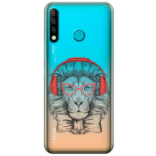 

Прозрачный силиконовый чехол iSwag для Tecno Spark 4 с рисунком - Лев (KS9782)