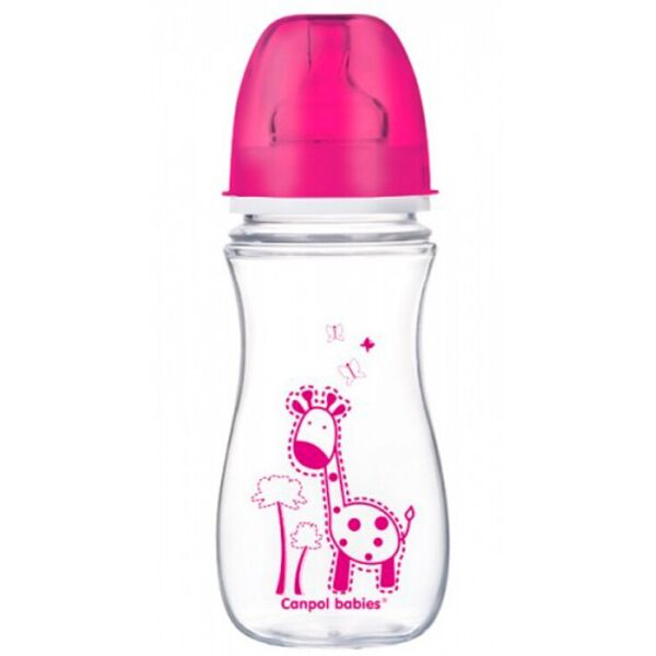 

Антиколиковая бутылочка EasyStart Цветные зверюшки (малиновая крышка), 300 мл, Canpol babies