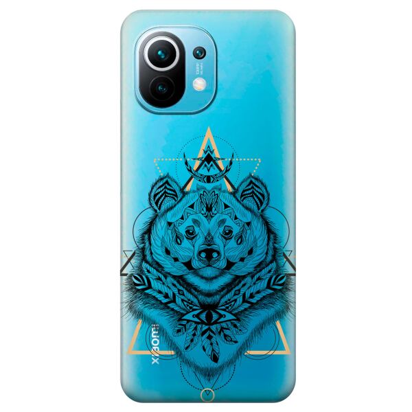 

Прозрачный силиконовый чехол iSwag для Xiaomi Mi 11 с рисунком - Медведь индеец (KS10834)