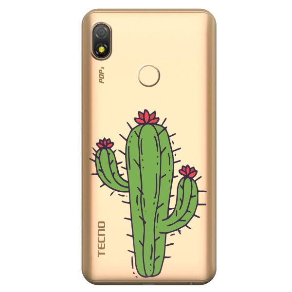 

Прозрачный силиконовый чехол iSwag для Tecno Pop 3 с рисунком - Тропический кактус (KS10121)
