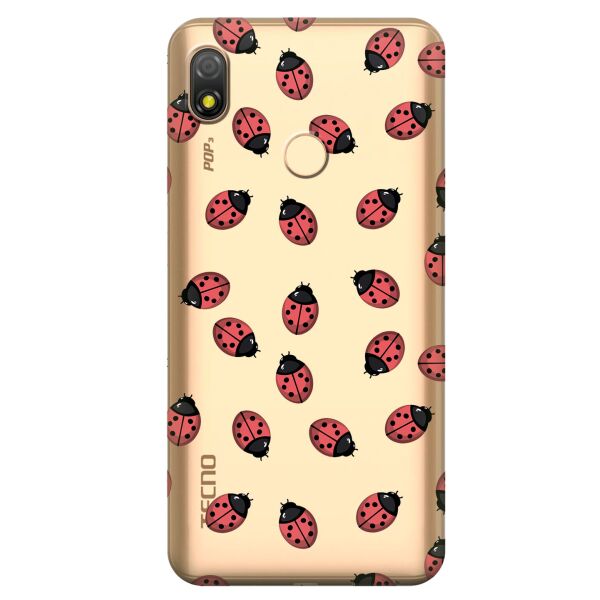 

Прозрачный силиконовый чехол iSwag для Tecno Pop 3 с рисунком - Божьи коровки (KS10133)