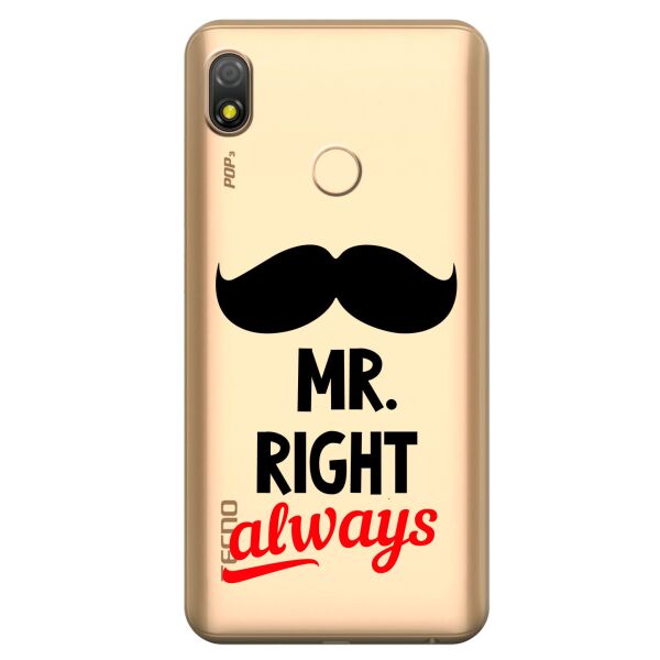 

Прозрачный силиконовый чехол iSwag для Tecno Pop 3 с рисунком - Mr Right (KS10170)