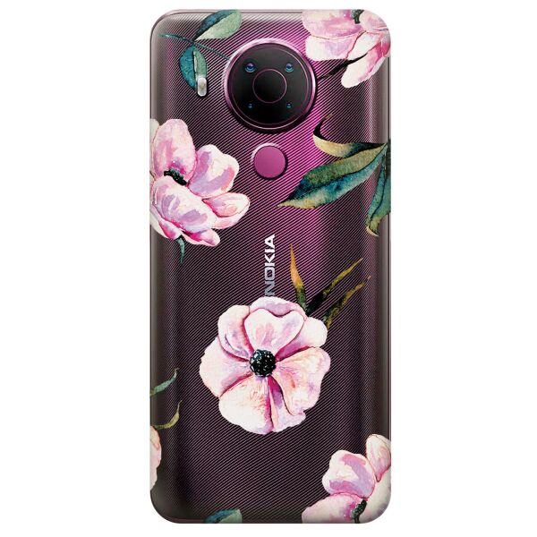 

Прозрачный силиконовый чехол iSwag для Nokia 5.4 с рисунком - Пионы (KS10558)
