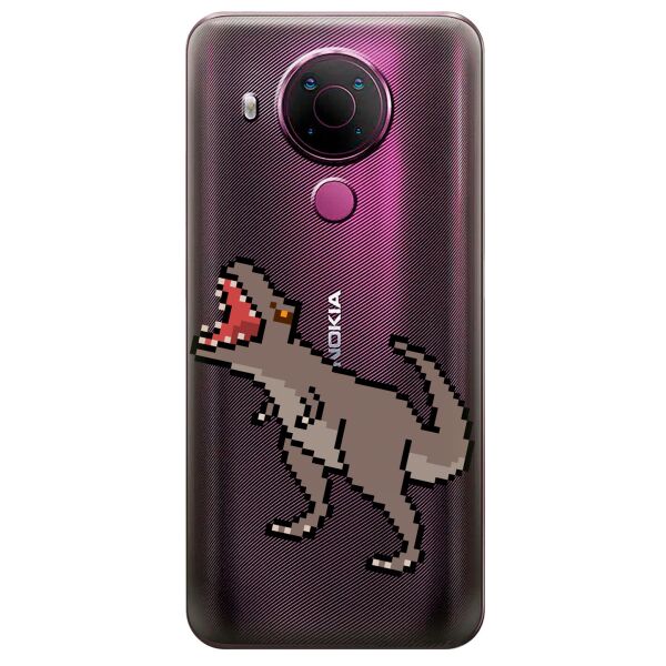 

Прозрачный силиконовый чехол iSwag для Nokia 5.4 с рисунком - Пиксельный динозавр (KS10600)