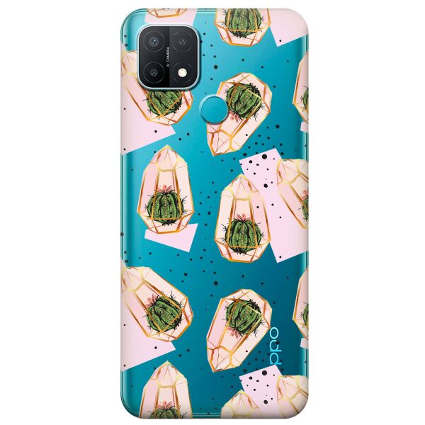 

Прозрачный силиконовый чехол iSwag для OPPO A15s с рисунком - Кактусы в колбах (KS11179)