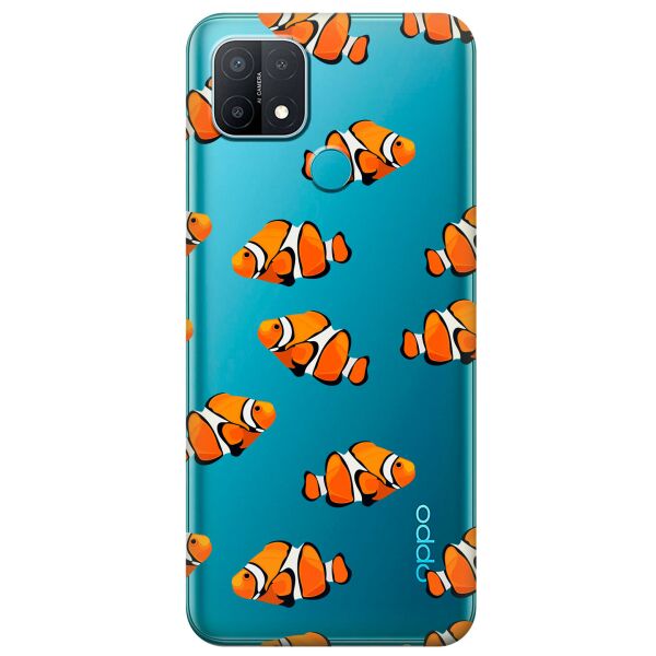

Прозрачный силиконовый чехол iSwag для OPPO A15s с рисунком - Рыбки (KS11191)
