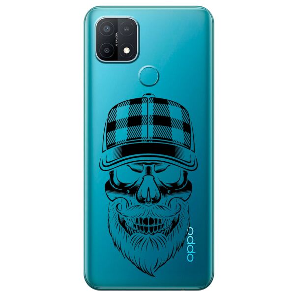 

Прозрачный силиконовый чехол iSwag для OPPO A15s с рисунком - Бородатый череп (KS11201)