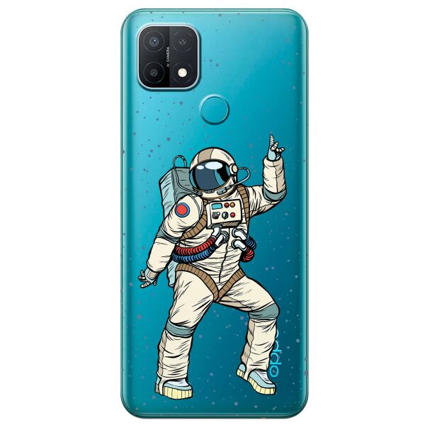 

Прозрачный силиконовый чехол iSwag для OPPO A15s с рисунком - Веселый космонавт (KS11202)