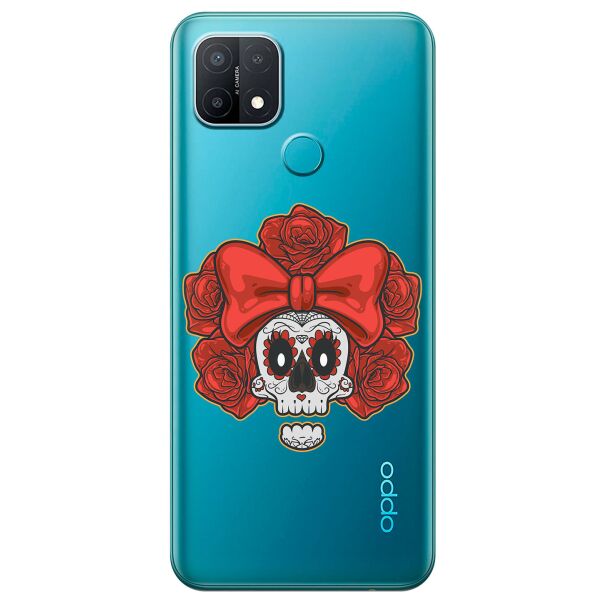 

Прозрачный силиконовый чехол iSwag для OPPO A15s с рисунком - Готический череп (KS11204)