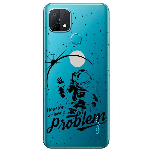 

Прозрачный силиконовый чехол iSwag для OPPO A15s с рисунком - Космонавт с проблемой (KS11206)