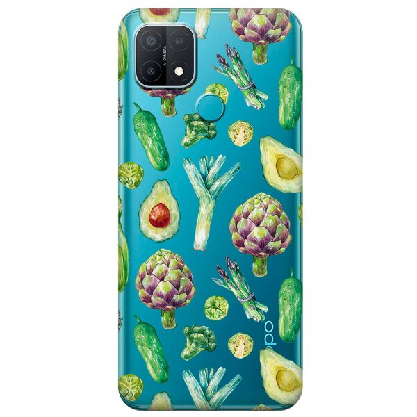 

Прозрачный силиконовый чехол iSwag для OPPO A15s с рисунком - Полезная еда (KS11211)