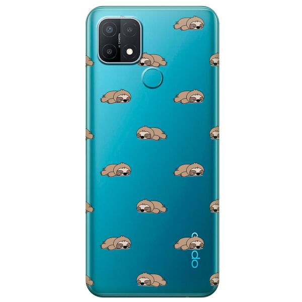 

Прозрачный силиконовый чехол iSwag для OPPO A15s с рисунком - Спящие ленивцы (KS11216)
