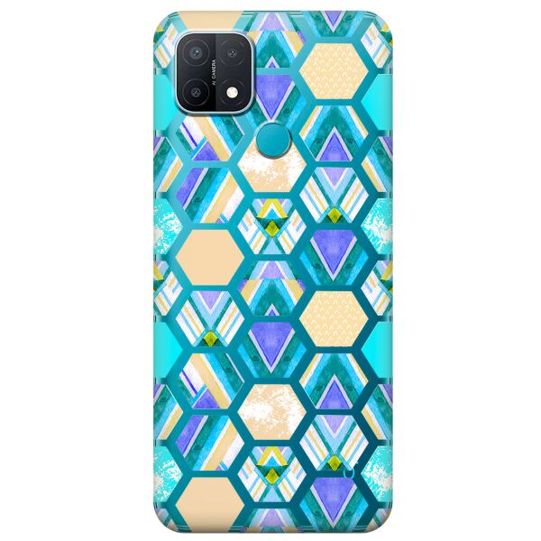 

Прозрачный силиконовый чехол iSwag для OPPO A15s с рисунком - Ромбы (KS11224)
