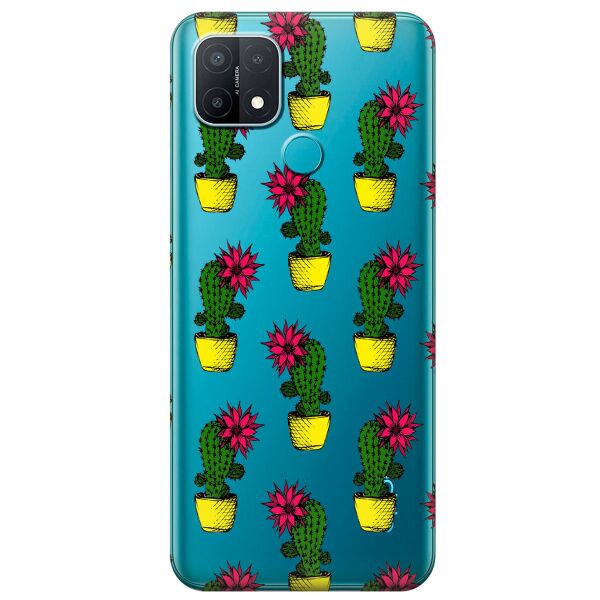 

Прозрачный силиконовый чехол iSwag для OPPO A15 с рисунком - Кактусы (KS11253)