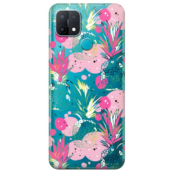 

Прозрачный силиконовый чехол iSwag для OPPO A15 с рисунком - Ананасы (KS11265)