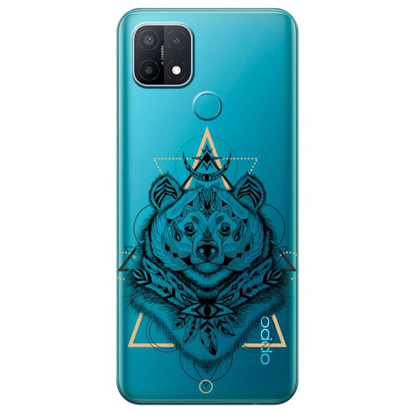 

Прозрачный силиконовый чехол iSwag для OPPO A15 с рисунком - Медведь индеец (KS11284)