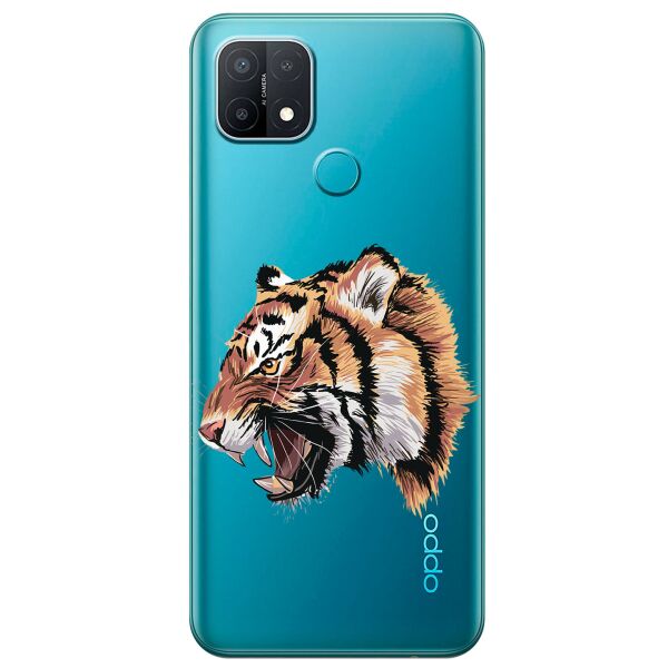 

Прозрачный силиконовый чехол iSwag для OPPO A15 с рисунком - Тигр (KS11288)
