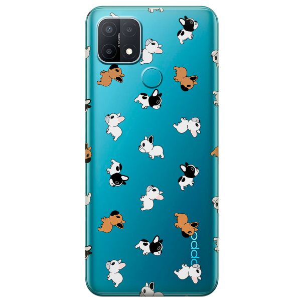 

Прозрачный силиконовый чехол iSwag для OPPO A15 с рисунком - Французские бульдоги (KS11289)