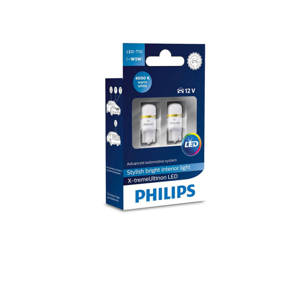 

LED лампа Philips X-tremeVision LED W5W 4000K 12V 2 шт. (127994000KX2)