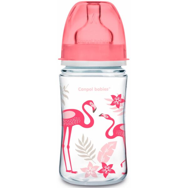 

Бутылочка с широким горлышком антиколиковая Jungle, коралловая, 240 мл., Canpol babies