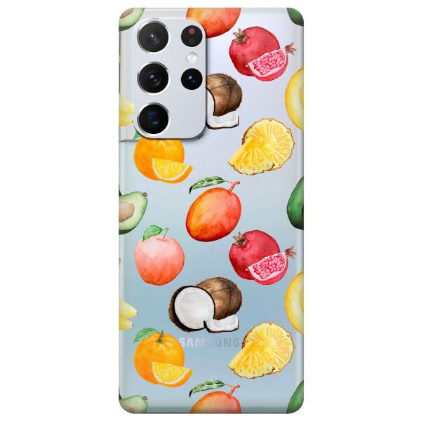 

Прозрачный силиконовый чехол iSwag для Samsung Galaxy S21 Ultra с рисунком - Фрукты (KS10956)