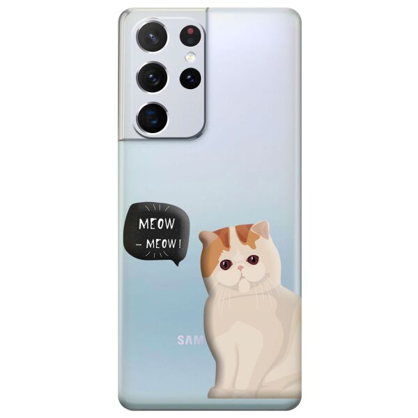 

Прозрачный силиконовый чехол iSwag для Samsung Galaxy S21 Ultra с рисунком - Котенок (KS10967)