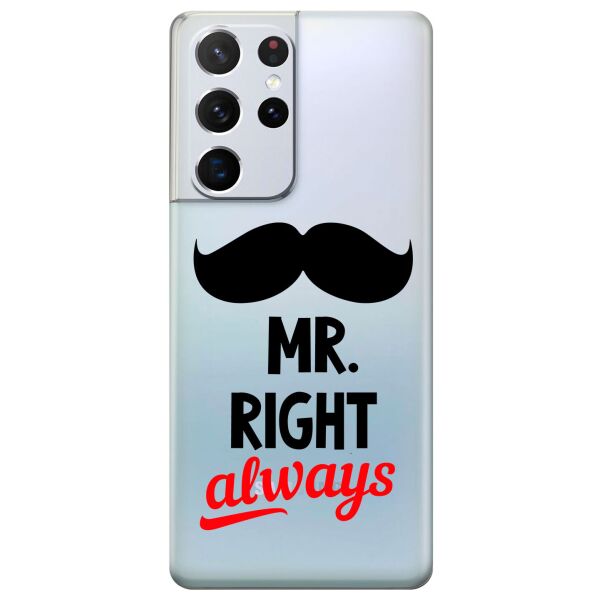 

Прозрачный силиконовый чехол iSwag для Samsung Galaxy S21 Ultra с рисунком - Mr Right (KS10995)