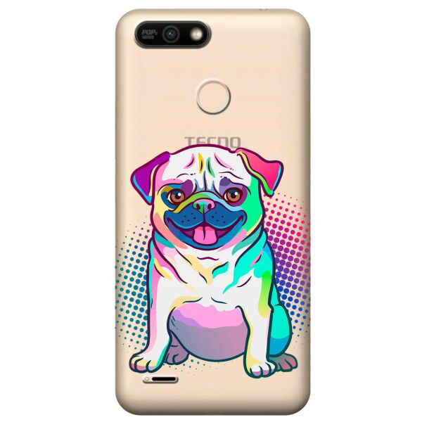 

Прозрачный силиконовый чехол iSwag для Tecno POP 2 Power (B1P) с рисунком - Мопс (KS10310)