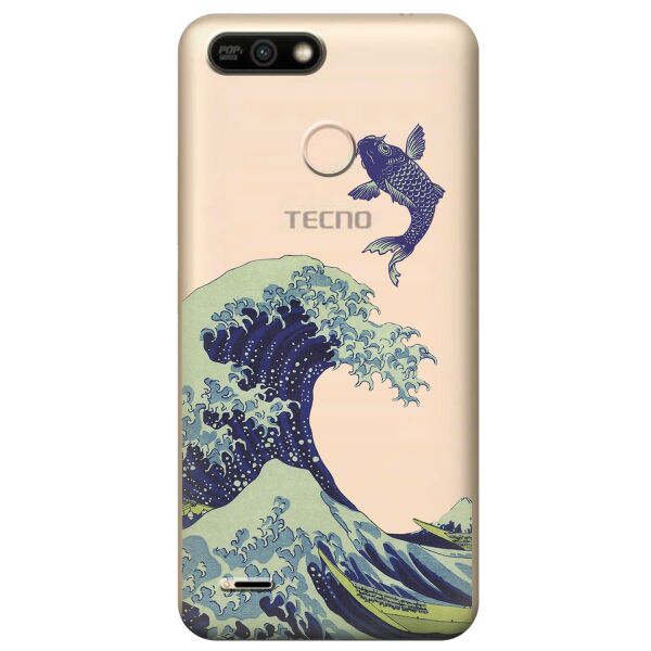 

Прозрачный силиконовый чехол iSwag для Tecno POP 2 Power (B1P) с рисунком - Большая волна в Канагаве (KS10325)