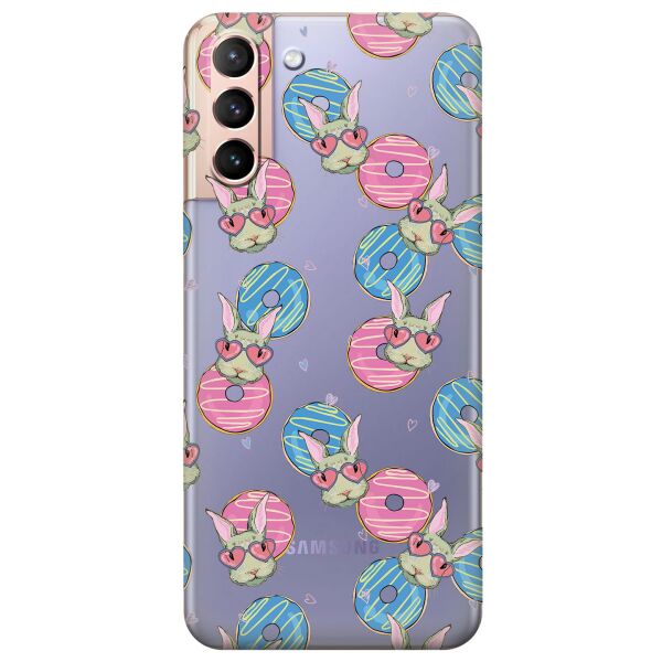 

Прозрачный силиконовый чехол iSwag для Samsung Galaxy S21 Plus с рисунком - Зайчики (KS11005)