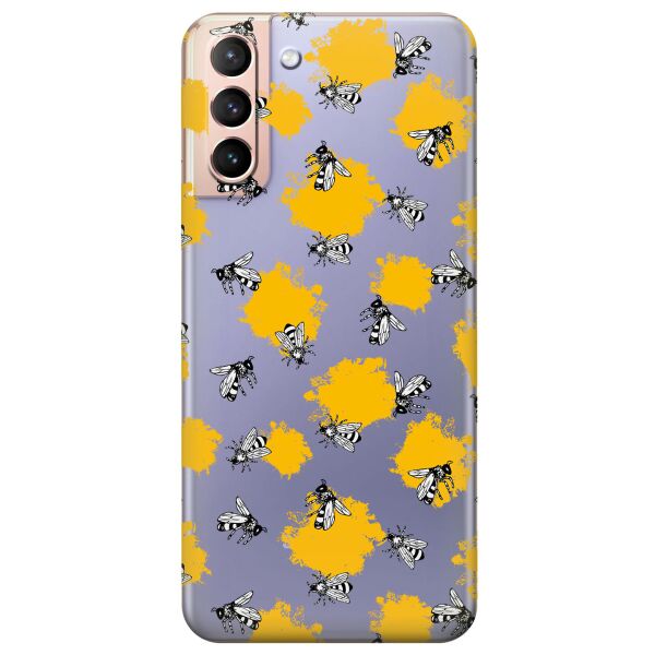 

Прозрачный силиконовый чехол iSwag для Samsung Galaxy S21 Plus с рисунком - Пчелы (KS11027)