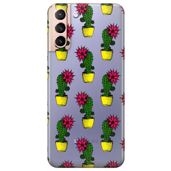 

Прозрачный силиконовый чехол iSwag для Samsung Galaxy S21 Plus с рисунком - Кактусы (KS11028)