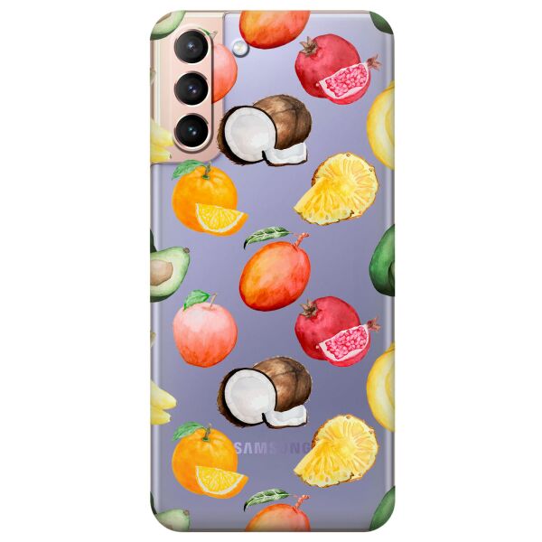 

Прозрачный силиконовый чехол iSwag для Samsung Galaxy S21 Plus с рисунком - Фрукты (KS11031)