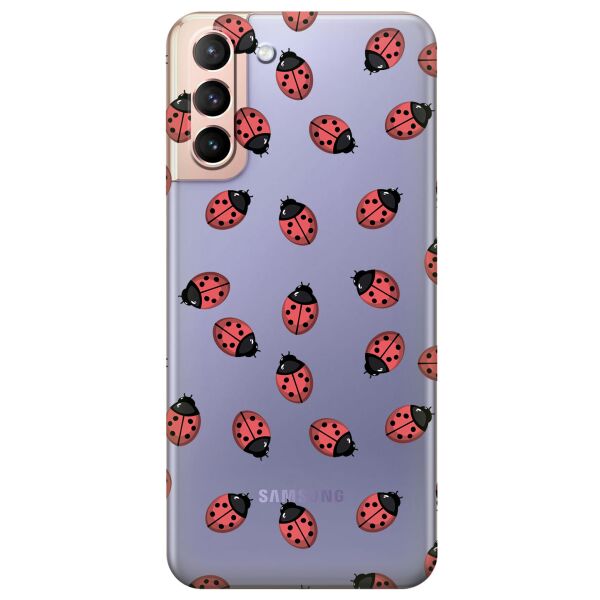 

Прозрачный силиконовый чехол iSwag для Samsung Galaxy S21 Plus с рисунком - Божьи коровки (KS11033)