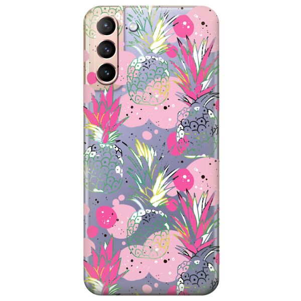 

Прозрачный силиконовый чехол iSwag для Samsung Galaxy S21 Plus с рисунком - Ананасы (KS11040)