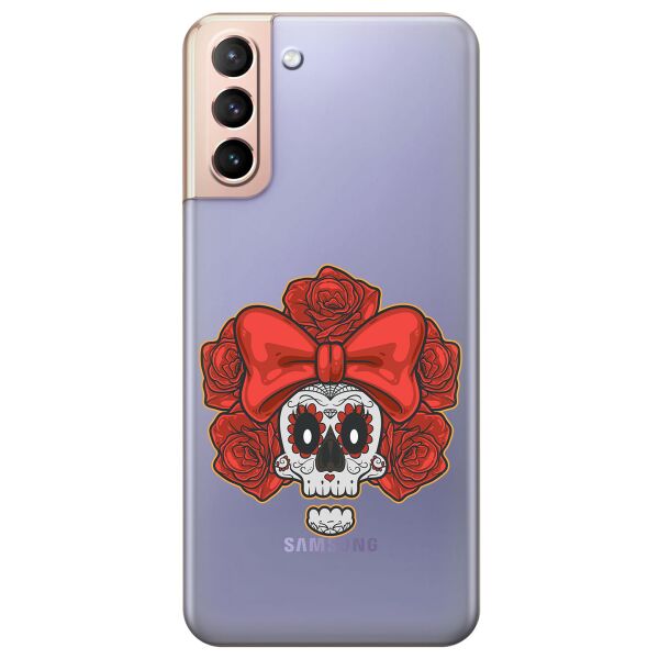 

Прозрачный силиконовый чехол iSwag для Samsung Galaxy S21 Plus с рисунком - Готический череп (KS11054)