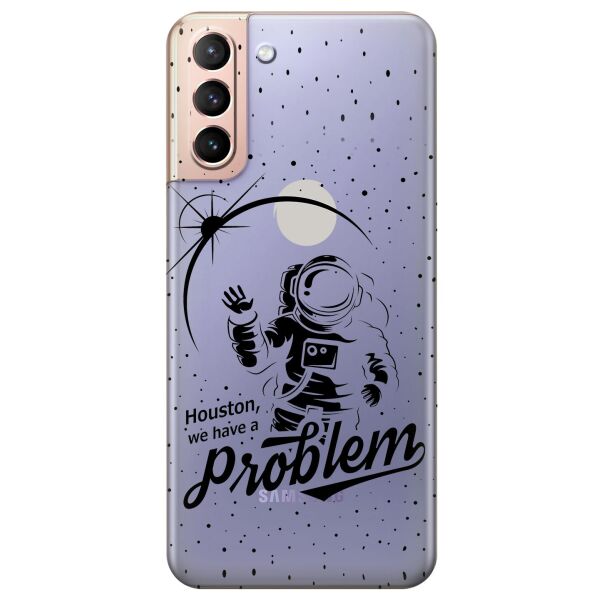 

Прозрачный силиконовый чехол iSwag для Samsung Galaxy S21 Plus с рисунком - Космонавт с проблемой (KS11056)