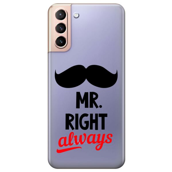

Прозрачный силиконовый чехол iSwag для Samsung Galaxy S21 Plus с рисунком - Mr Right (KS11070)