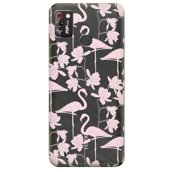 

Прозрачный силиконовый чехол iSwag для Tecno Pop 4 Pro (BC3) с рисунком - Розовые фламинго (KS9989)