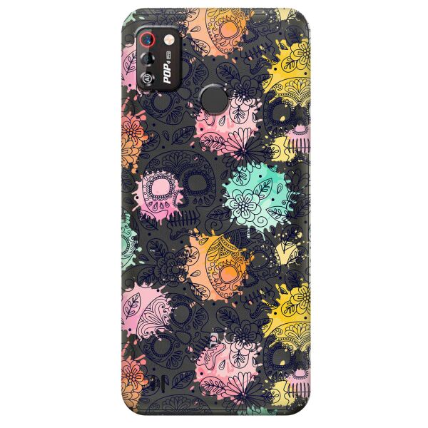 

Прозрачный силиконовый чехол iSwag для Tecno Pop 4 Pro (BC3) с рисунком - Красочные черепа (KS9996)