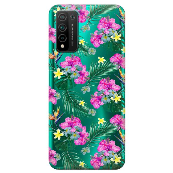 

Прозрачный силиконовый чехол iSwag для Huawei Honor 10x Lite с рисунком - Тропические цветы (KS10704)