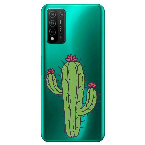 

Прозрачный силиконовый чехол iSwag для Huawei Honor 10x Lite с рисунком - Тропический кактус (KS10721)
