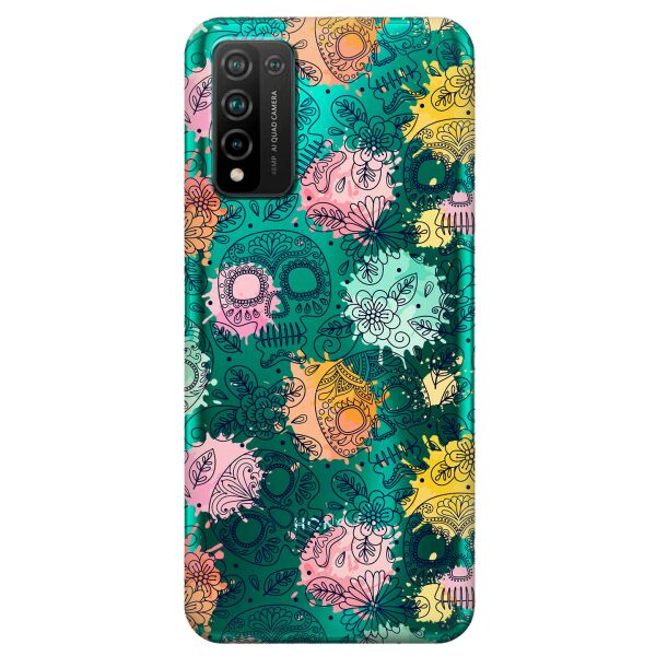 

Прозрачный силиконовый чехол iSwag для Huawei Honor 10x Lite с рисунком - Красочные черепа (KS10746)