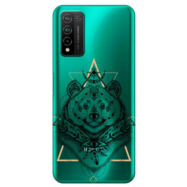 

Прозрачный силиконовый чехол iSwag для Huawei Honor 10x Lite с рисунком - Медведь индеец (KS10759)