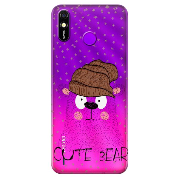 

Прозрачный силиконовый чехол iSwag для Tecno Spark 4 Lite с рисунком - Медведь (KS9659)