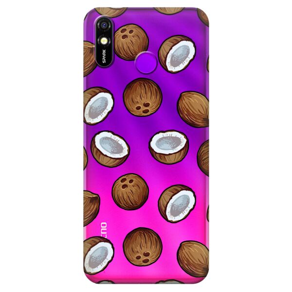 

Прозрачный силиконовый чехол iSwag для Tecno Spark 4 Lite с рисунком - Кокосы (KS9664)