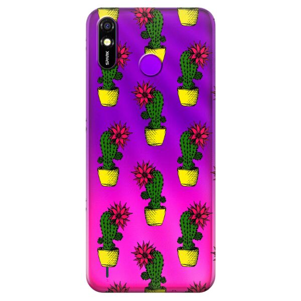 

Прозрачный силиконовый чехол iSwag для Tecno Spark 4 Lite с рисунком - Кактусы (KS9678)