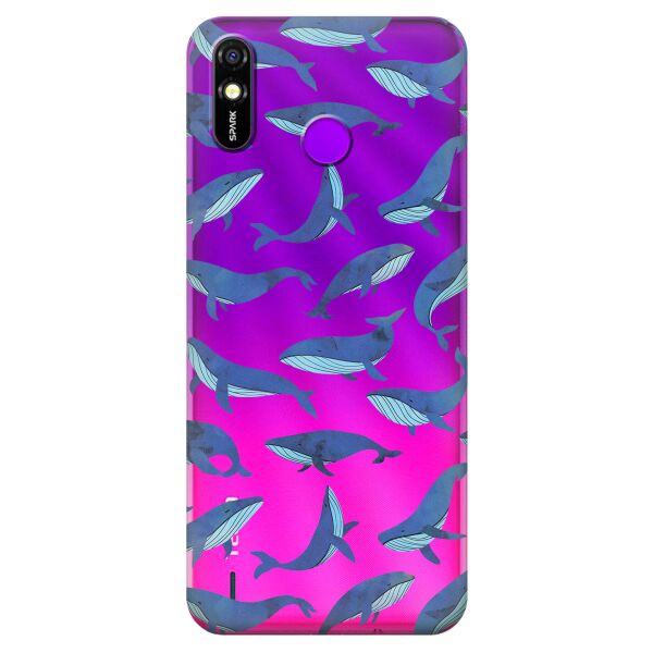 

Прозрачный силиконовый чехол iSwag для Tecno Spark 4 Lite с рисунком - Киты (KS9684)