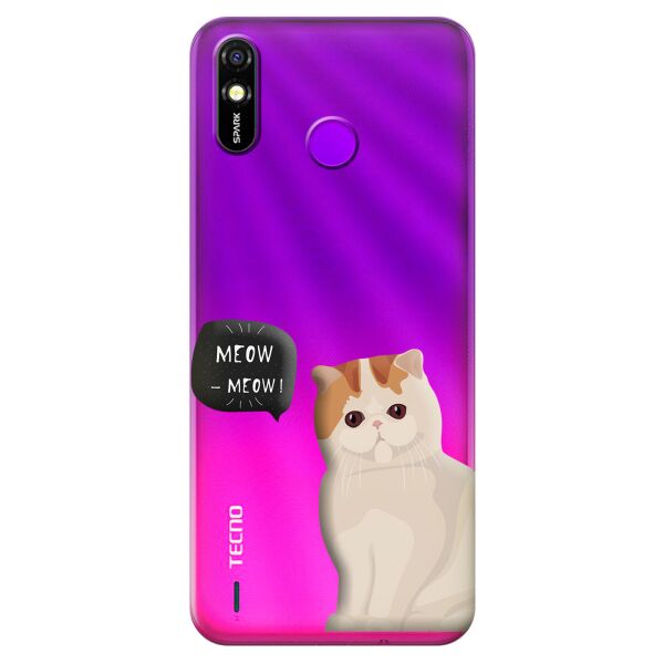 

Прозрачный силиконовый чехол iSwag для Tecno Spark 4 Lite с рисунком - Котенок (KS9692)