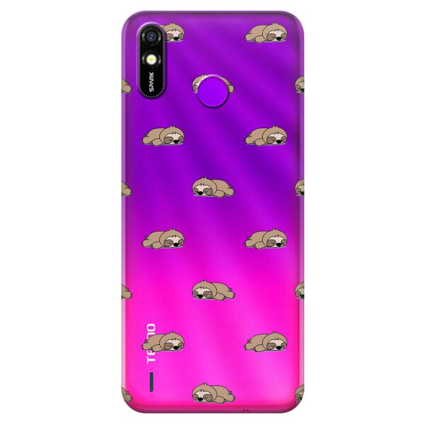 

Прозрачный силиконовый чехол iSwag для Tecno Spark 4 Lite с рисунком - Спящие ленивцы (KS9716)